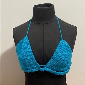 Handmade Blue Crochet Halter Top